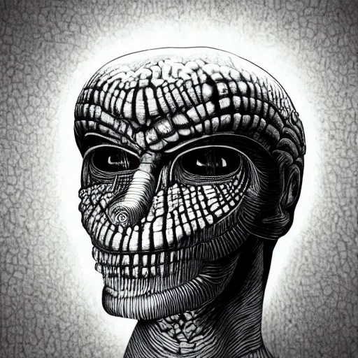 Image similar to optical illusion in the style of h.r. giger
