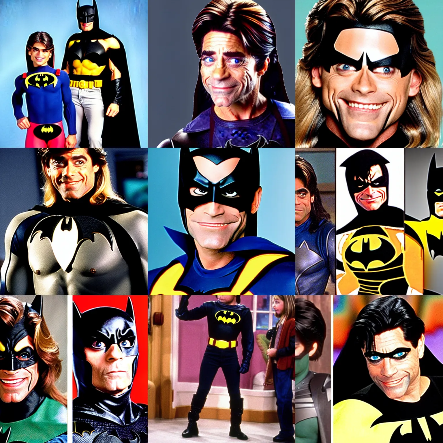 Prompt: uncle jessie full house as unmasked batman