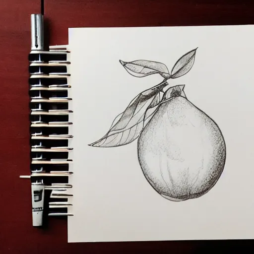 Image similar to professional liner sketch of a lemon