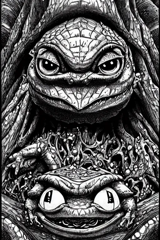 Image similar to toad goblin, symmetrical, highly detailed, digital art, sharp focus, trending on art station, kentaro miura manga art style