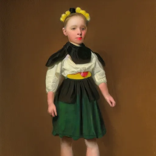 Image similar to girl in mcdonalds outfit, by jules - joseph lefebvre