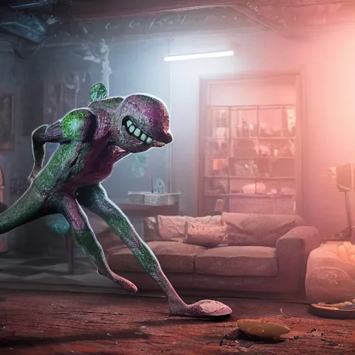 Prompt: full body pose, hyperrealistic photograph of pickle rick, dim volumetric lighting, 8 k, octane beautifully detailed render, extremely hyper detailed, intricate, epic composition, cinematic lighting, masterpiece, trending on artstation, very very detailed, stunning, hdr, smooth, sharp focus, high resolution, award, winning photo, dslr, 5 0 mm