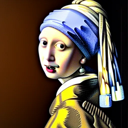 Image similar to trump with pearl earring, art by vermeer,