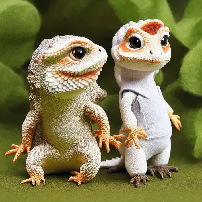 Image similar to bearded dragon as calico critters, detailed product photo