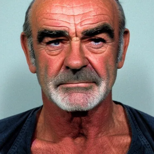 Prompt: a mugshot of sean connery from the year 2 0 1 4