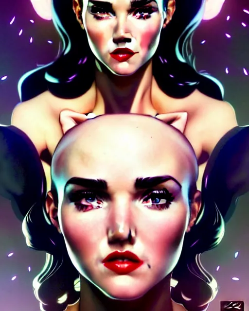 Image similar to a pin up and beautiful fashion charming dreamlke jennifer connelly, symmetrical face symmetrical eyes, character art, art by artgerm lau and wlop and and ilya kuvshinov and john singer sargent, joshua middleton comic art, hyperdetailed, 8 k realistic, symmetrical, frostbite 3 engine, cryengine, digital art