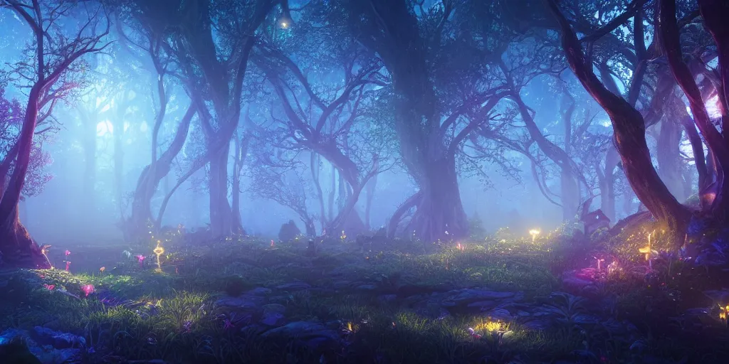 beautiful fantasy elven forest, saturated, detailed