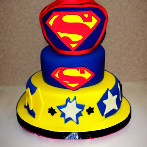 Image similar to cheap superhero birthday cake, kodak film,