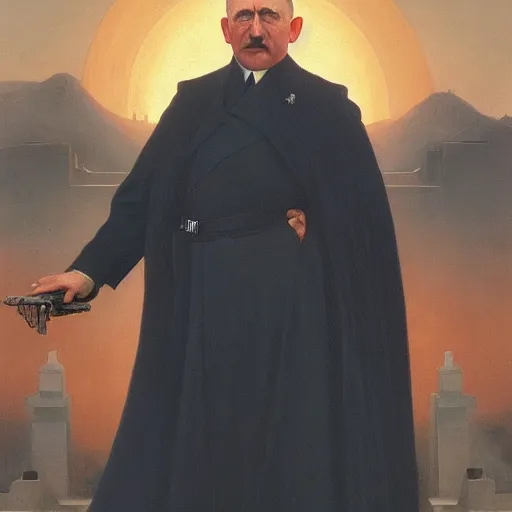 Prompt: Painting of Adolf Hitler as Emperor Palpatine. Art by william adolphe bouguereau. During golden hour. Extremely detailed. Beautiful. 4K. Award winning.