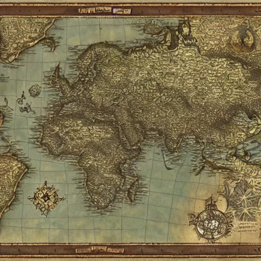 Prompt: intricate map of a fantasy world