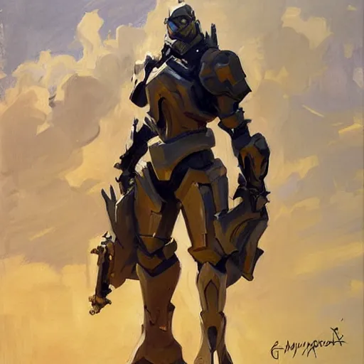 Image similar to greg manchess portrait painting of armored claude monet as overwatch character, medium shot, asymmetrical, profile picture, organic painting, sunny day, matte painting, bold shapes, hard edges, street art, trending on artstation, by huang guangjian, gil elvgren, ruan jia, randy vargas, greg rutkowski