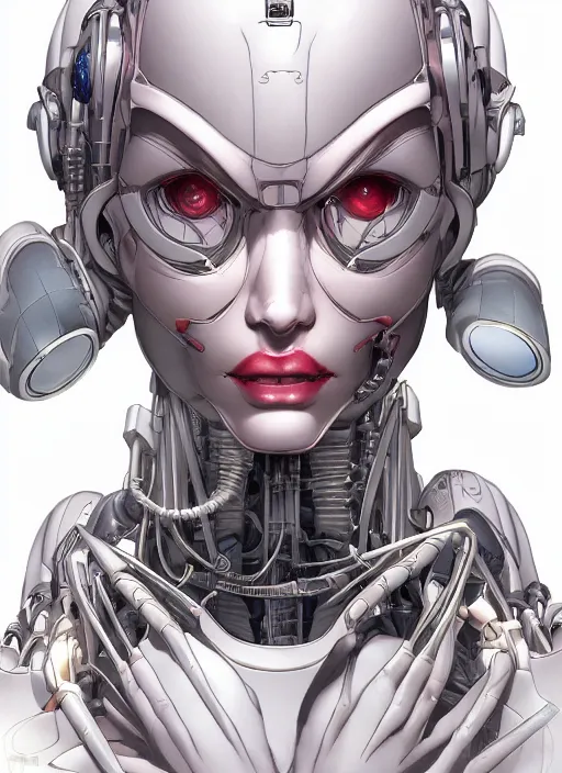 Image similar to portrait of a beautiful cyborg woman screams by Yukito Kishiro, biomechanical, hyper detailled, trending on artstation