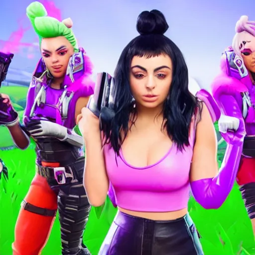 Image similar to charli xcx in fortnite