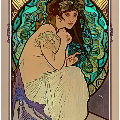 Image similar to well i'm not playing with you if you're mean by alphonse mucha