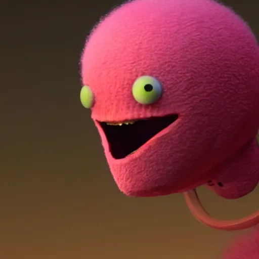Prompt: an alien with a face that looks like a fuzzy peach the peach is fuzzy pink warm and ripe the alien has horns and a mean smile, 4k, highly detailed, high quality, amazing