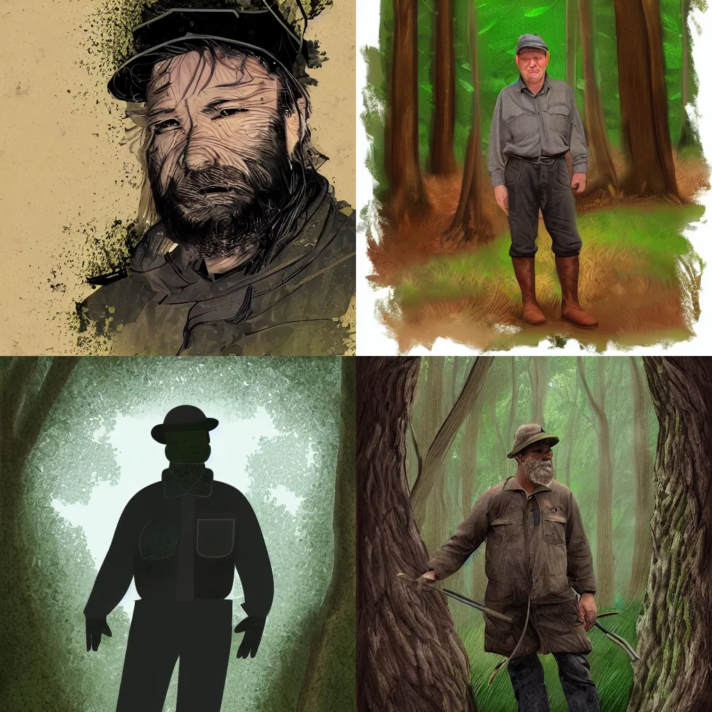 Prompt: a man - forester, digital art