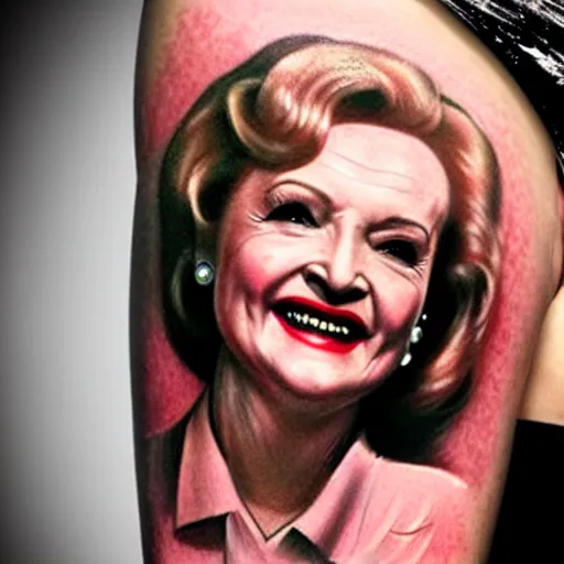 Prompt: a tattoo of betty white