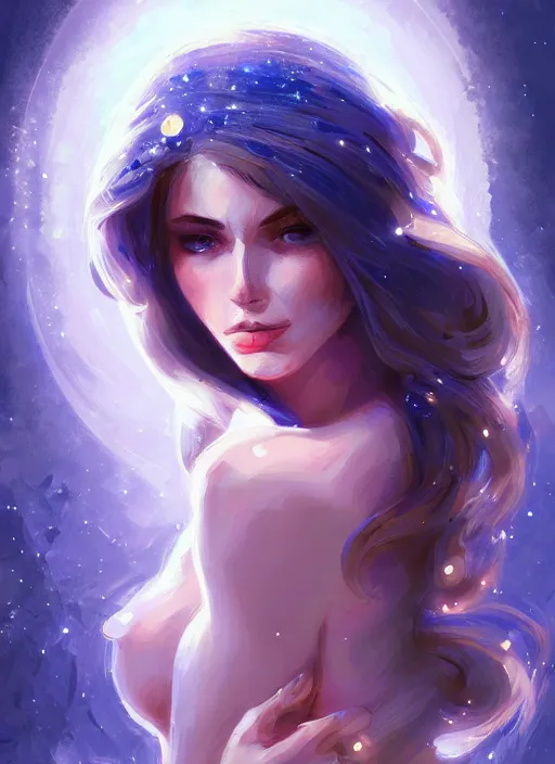 Image similar to clear portrait of a pale attractive women made of lapis lazuli and moonstone, background hyper detailed, character concept, full body, dynamic pose, glowing lights intricate, elegant, highly detailed, digital painting, artstation, concept art, sharp focus, illustration, qwek dom