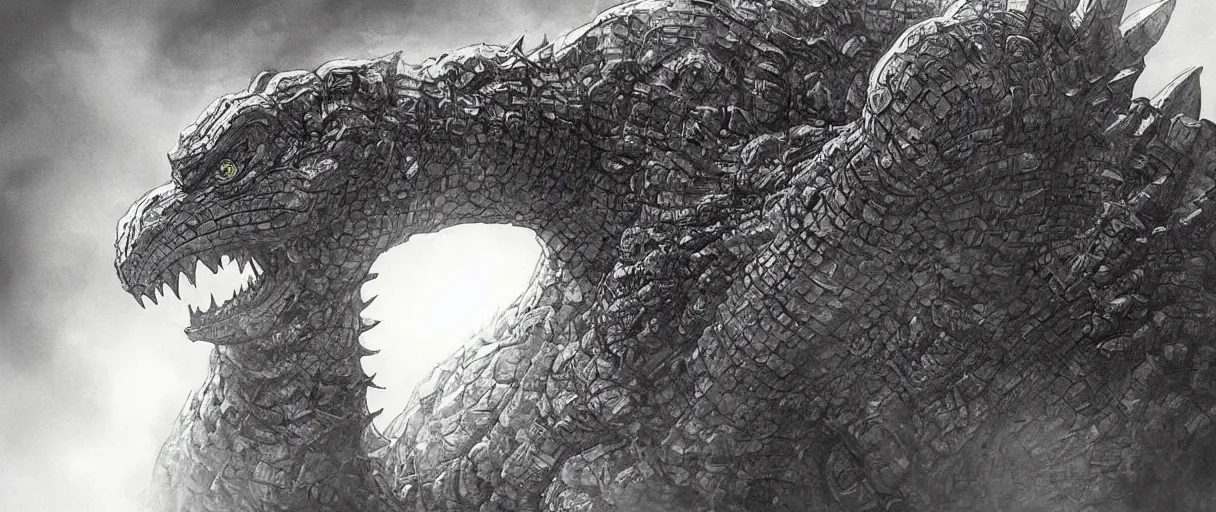 Prompt: “ a extremely detailed stunning portraits of original godzilla by allen william on artstation ”