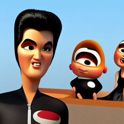 Image similar to elvis presley in the incredibles ( 2 0 0 4 ), 3 d render, pixar,