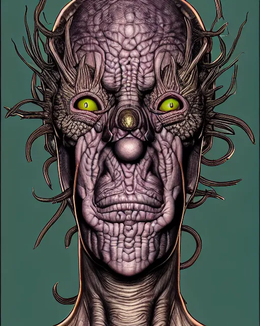 Image similar to a strange and funny creature, adult swim, character portrait, portrait, close up, concept art, intricate details, highly detailed by moebius