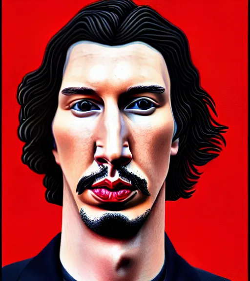 Prompt: a portrait of adam driver the kind despot, hyperrealism, highly detailed