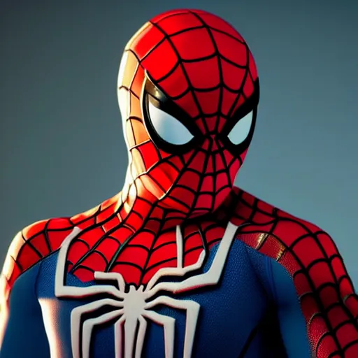 Image similar to still photo of neon spider - man, highly detailed, photorealistic portrait, bright studio setting, studio lighting, crisp quality and light reflections, unreal engine 5 quality render