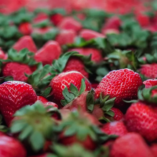 Image similar to super wide shot of giant strawberry monster on red square, 4 k, greg rutkowski, bokeh