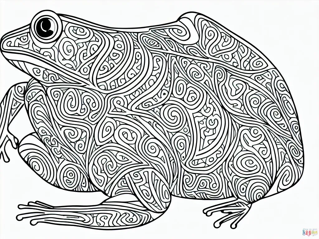 Image similar to beautiful frog, ornamental, fractal, line art, vector, outline, simplified, colouring page