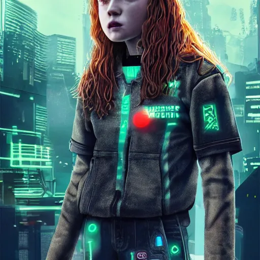 Prompt: sadie sink in cyberpunk style digital art very detailed 4 k detailed super realistic