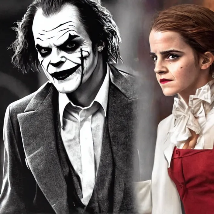 Prompt: emma watson as jack nicholson the joker, 8 k, movie still