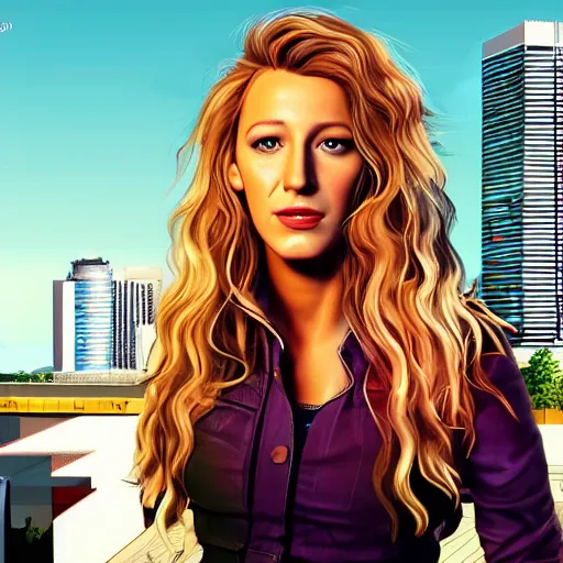 Image similar to blake lively portrait, gta, game, character, highly detailed, 8 0 s