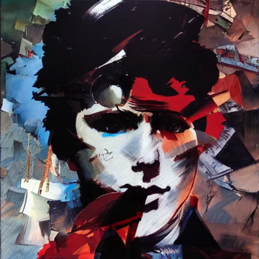 Prompt: the unforgivable sailor named ( corto maltese ) dreaming about the forbidden streets of valparaiso and its tango feelings, oil on canvas by dave mckean and yoji shinkawa