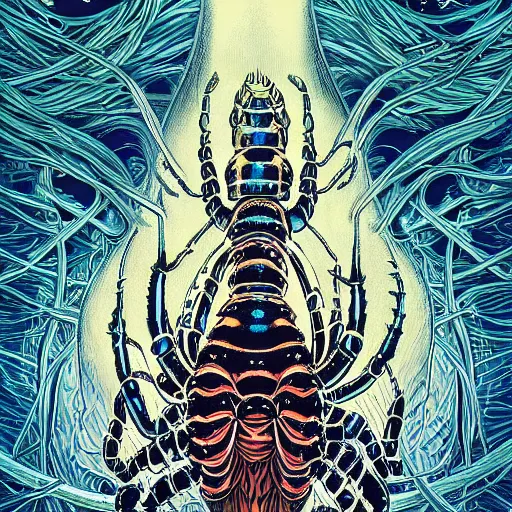 Image similar to portrait of crazy black lobster, symmetrical, by yoichi hatakenaka, masamune shirow, josan gonzales and dan mumford, ayami kojima, takato yamamoto, barclay shaw, karol bak, yukito kishiro