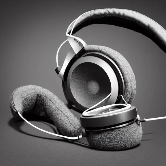 Image similar to masterpiece photo vignetted beautiful hand crafted artistic hyperrealistic clear headphones, flat metal hinges, bismuth metal, electronics see through, plush leather pad, modernist headphones, bismuth beautiful well designed, hyperrealistic, audiophile, intricate hyper detail, extreme high quality, photographic, audeze, sennheiser, raal, bang olufsen, abyssal