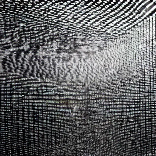 Image similar to rain room, art installation at the moma, extremely detailed, black and white photograph