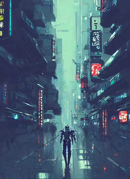 Image similar to sci - fi metal knight walking in shinjuku, by ismail inceoglu