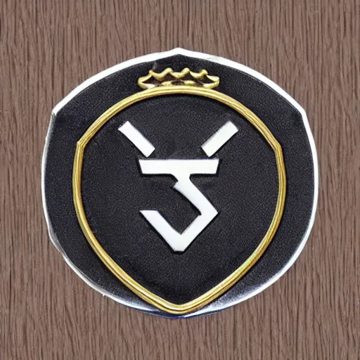 Image similar to high school badge, lapel, pinnable, angled, highly detailed, grey background, restrained, private school, two - and - a - half dimensional