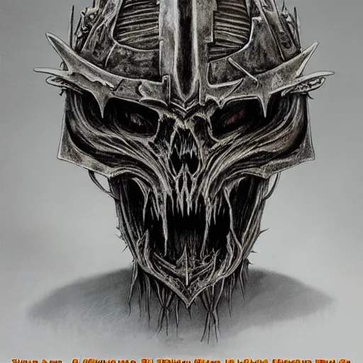 Image similar to ian miller, realms of chaos, death knight helmet