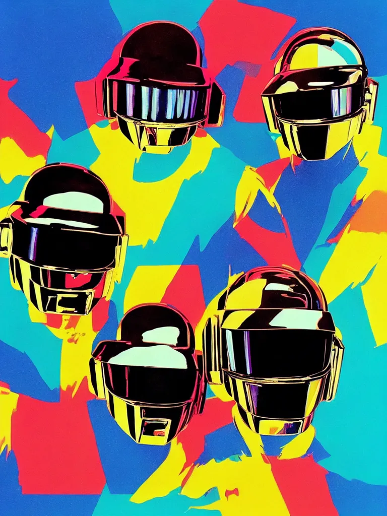 Image similar to Daft Punk abstract minimal art, inspired by Andy Warhol