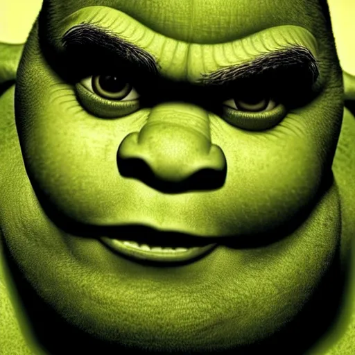 Image similar to portrait of shrek with short thick hair, with thick hair with very thick short hair realistic hyperrealistic 4 k resolution 8 k resolution highly detailed very detailed extremely detailed hd quality detailed face very detailed face extremely detailed face trending on artstation