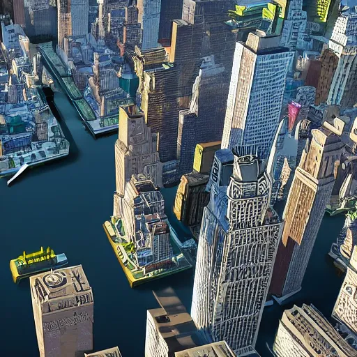 Image similar to highly detailed colossal pickles flying over new york city, there are guns on the outside of the pickles that are firing projectiles down upon the city, 4 k