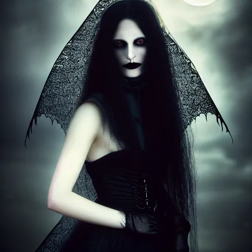 Image similar to photographic portrait of a stunningly beautiful gothic vampire female in soft dreamy moonlight, contemporary fashion shoot, by edward robert hughes, annie leibovitz and steve mccurry, david lazar, jimmy nelsson, breathtaking, 8 k resolution, extremely detailed, beautiful, establishing shot, artistic, hyperrealistic, beautiful face, octane render