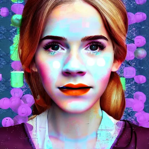 Image similar to a digital portrait of belle delphine, digital art by emma watson, instagram contest winner, computer art, glitch art, dystopian art, glitchy