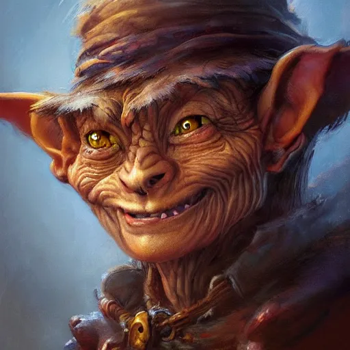 Prompt: a detailed portrait of a goblin sorcerer, by justin gerard and jean baptiste monge, digital art, realistic painting, dnd, character design, trending on artstation