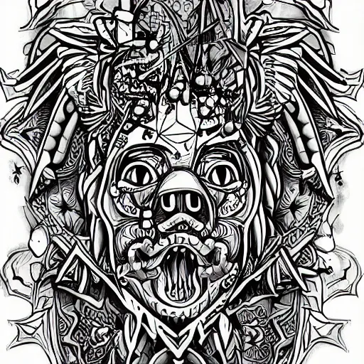 Image similar to tattoo design of gunther from adventure time, intricate, digital illustration