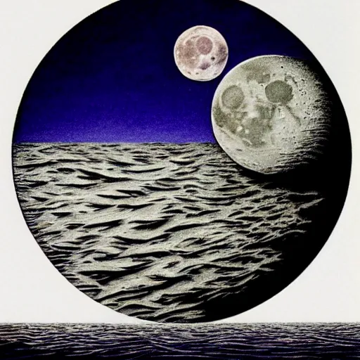 Prompt: moon reflected in the sea drawing by richard corben