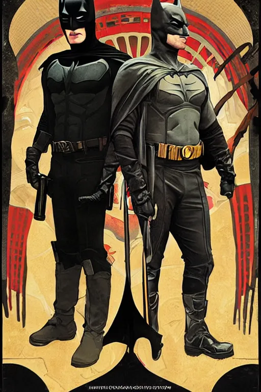 Prompt: a detailed matte portrait of jensen ackles dressed as batman and misha collins dressed as robin, masterpiece, 8 k, art by alphonse mucha and greg rutkowski