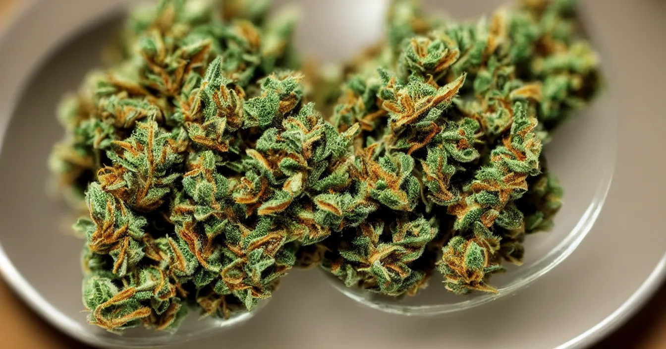 Prompt: marijuana on a glass plate, bokeh, close up, super macro,