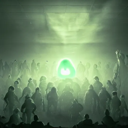 Prompt: people melted by sunlights in a blob of flesg SCP-0001 when day breaks